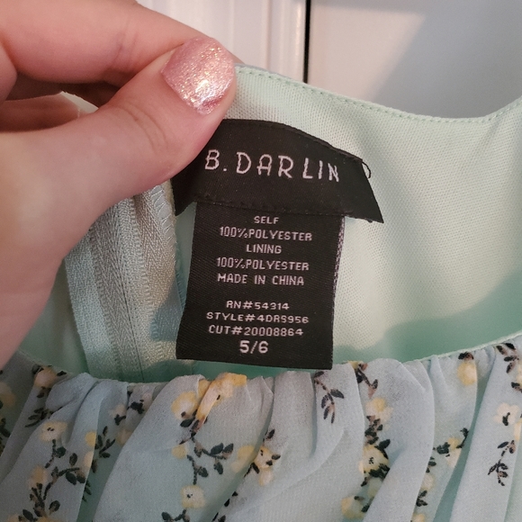 B Darlin Green and Yellow Floral Ruffle Dress - Picture 2 of 4